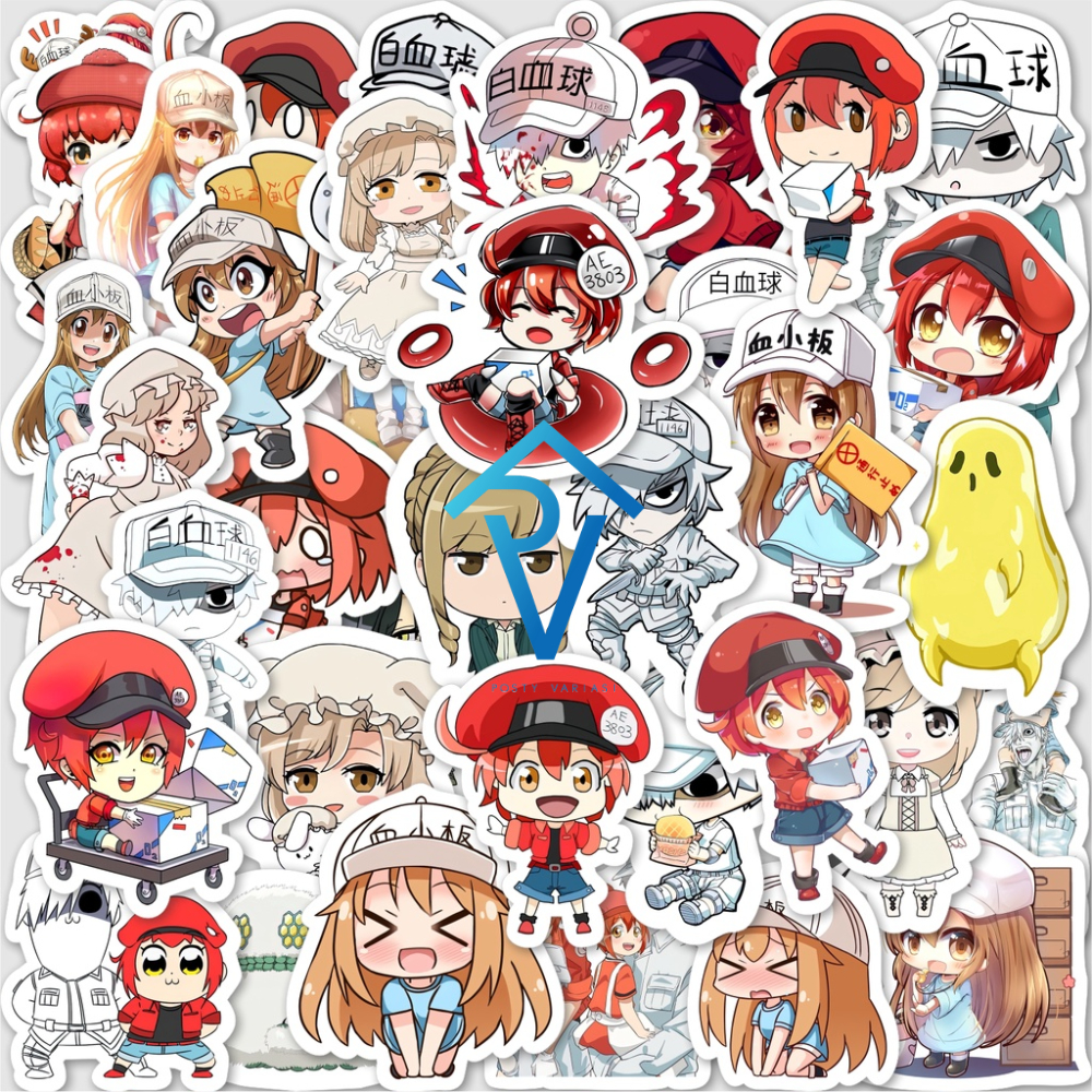 

50PCS Stiker Cells At Work / Vinyl Waterproof Anti Air / Sticker Anime Untuk Case Laptop Helm