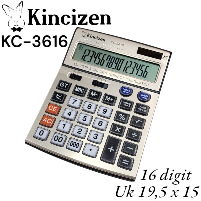

EKSKLUSIF KINCIZEN KC3613 Check Correct Kalkulator Cek Ulang 16 Digit LCD Besar KC3616