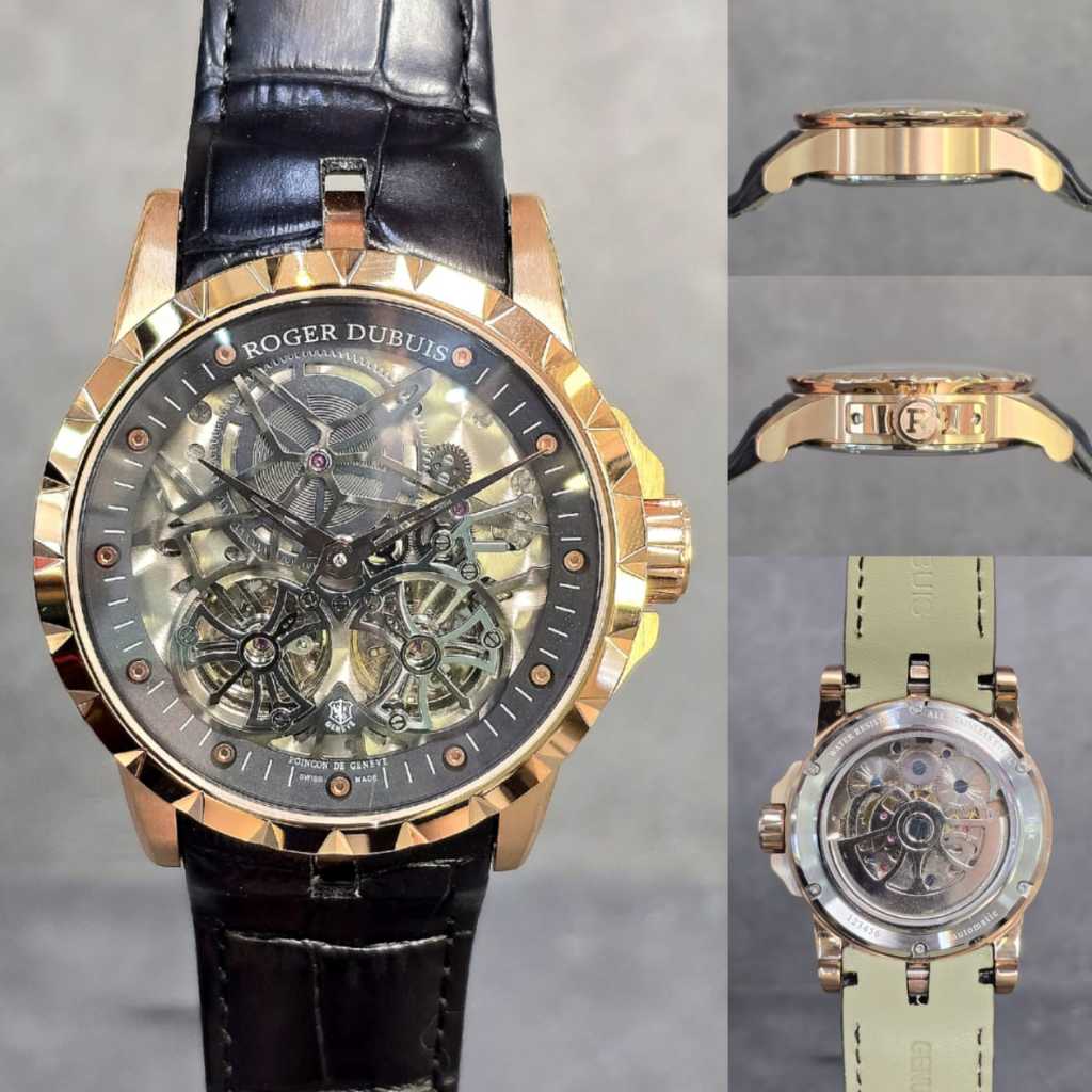 Jam Tangan luxury Roger Dubuis Twin Tourbilon Japan Automatic 45mm Black Dial Super Quality