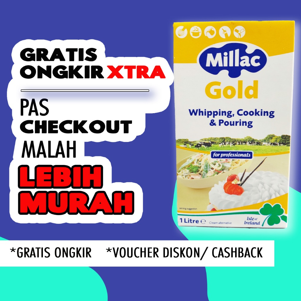 

millac gold 1 liter whipping cream - pouring - cooking halal