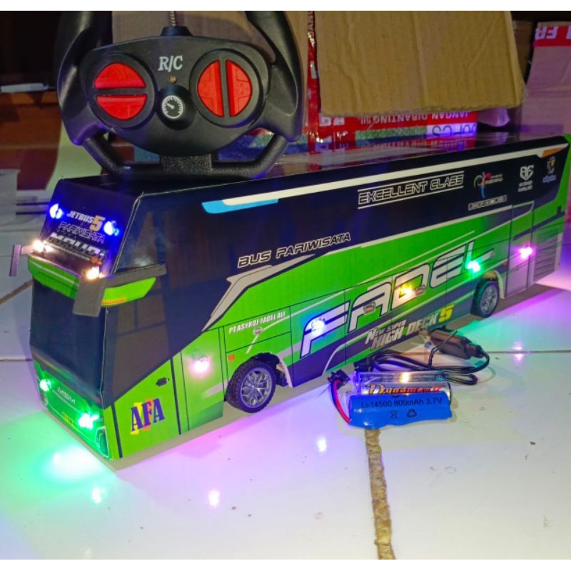 miniatur bis bus remot kontrol telolet basuri ful lampu