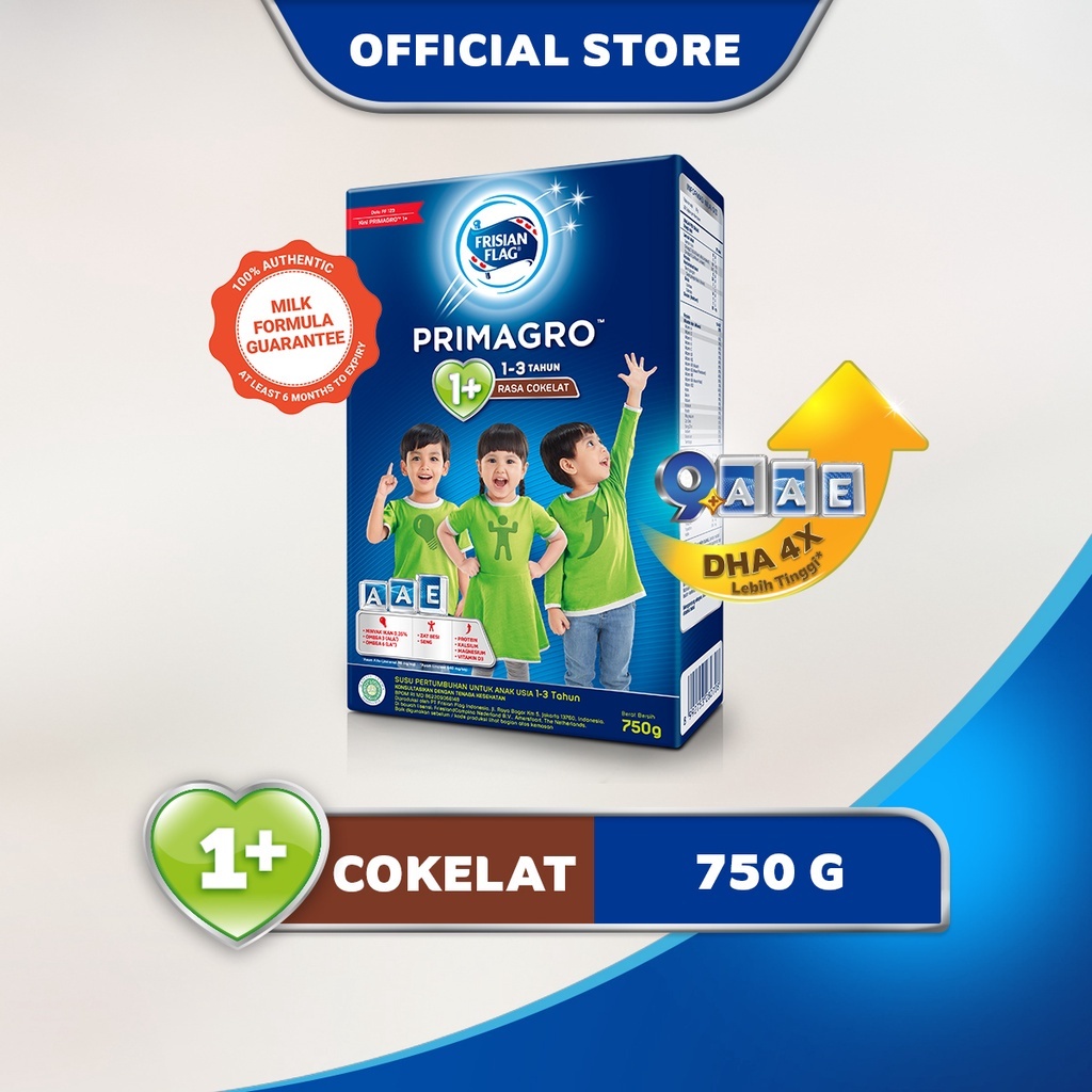 Susu Primagro 1+ Kemasan 750 gr - Susu Pertumbuhan - Rasa Coklat - Madu - Vanilla - Frisian Flag Pri