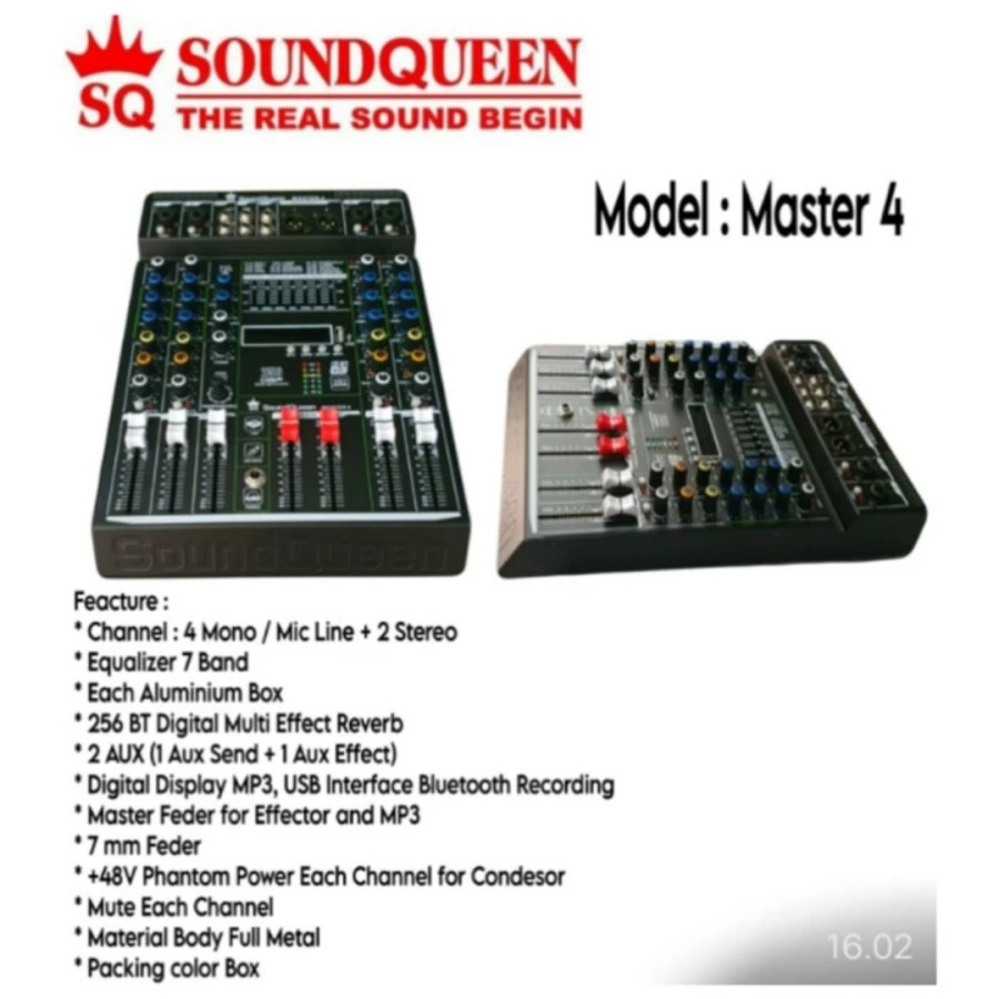 Mixer Soundqueen Master4 Master 4 Channel USB Recording Resmi Original