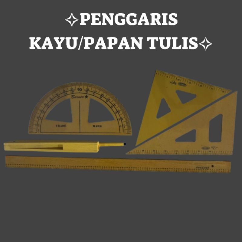 

Penggaris Kayu / Busur /Jangka / Penggaris 1 meter / Penggaris Segitiga