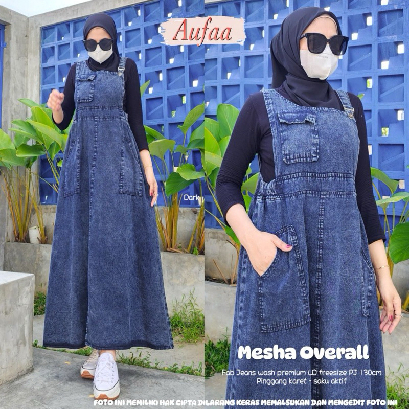 Mesha overall by aufa / aufaa original / gamis overall / dress overall / overall jeans / gamis jeans
