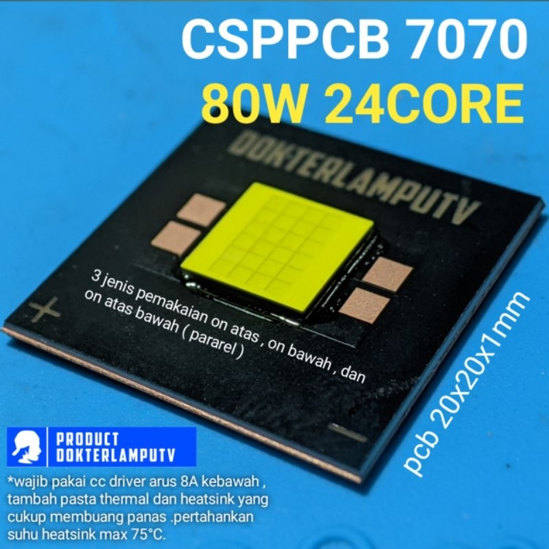 Mcp + Pcb 7070 80 Watt Putih projector biled 9-10v 8A max 80w