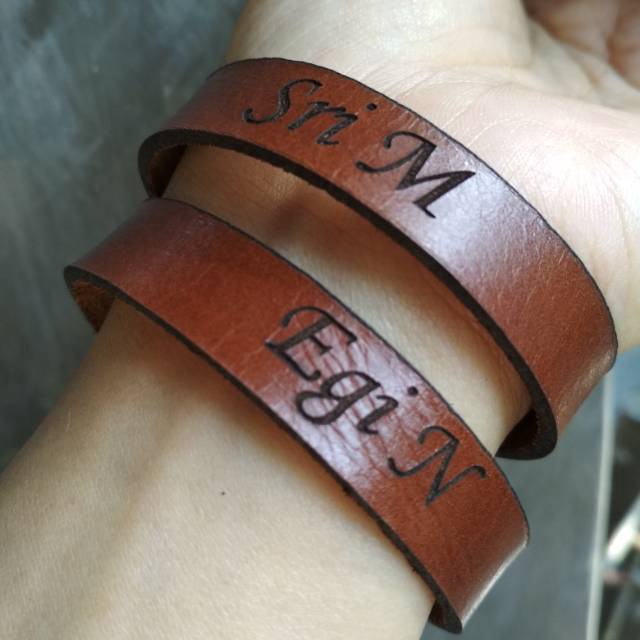 LIMIT Gelang kulit asli custom ukir nama premium