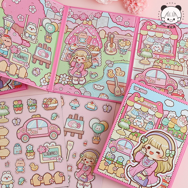 

BUKU QUIET BOOK MAGNETIC STICKER DODOGIRL SAKURA SCENE HANDMADE STIKER TOY SCENE IMPORT