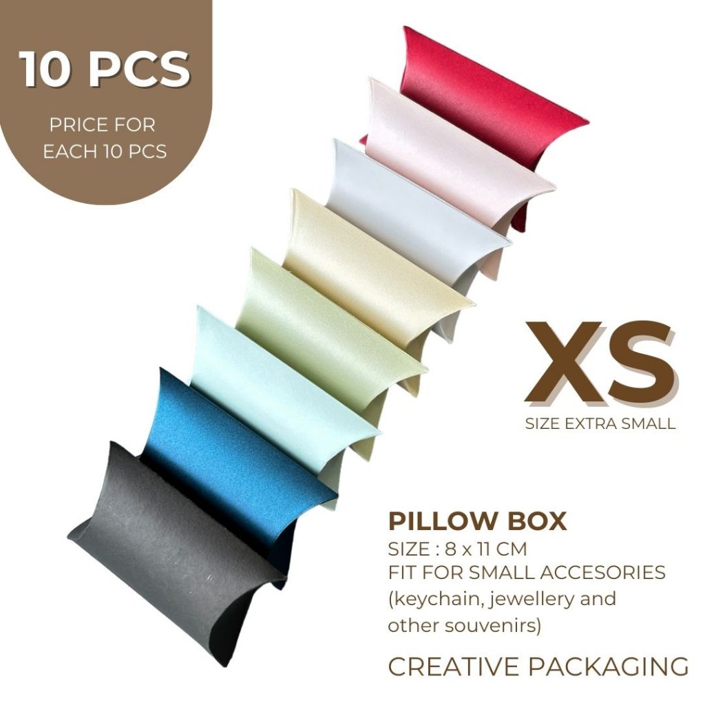 

Creative Packaging - [Price for 10 pcs] PILLOW BOX JASMINE EXTRA SMALL / Packaging / Paperbag ( Jasmine 200 gr, 8 x 11 X 3 cm)