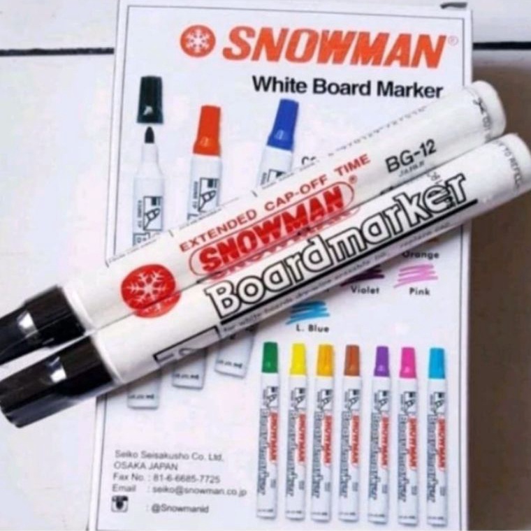 

KODE Y7G5 spidol whiteboard snowman BG12 hitam isi 12pcs barang bagus