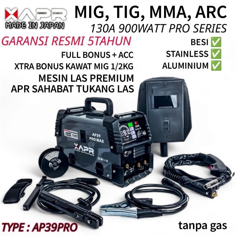 mesin las APR AP39 PRO MIG TIG MMA ARC 130A 900WATT garansi 5thn full bonus welding machine