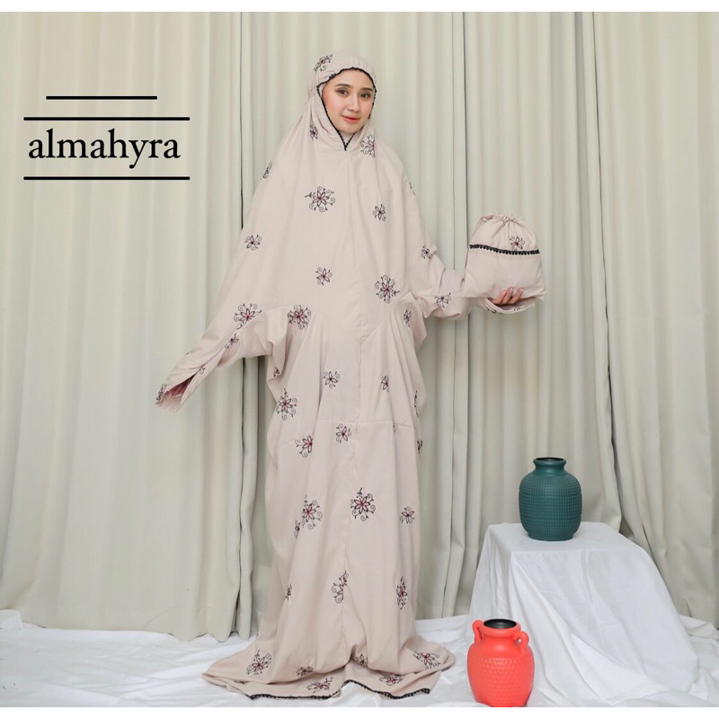 Mukena Terusan Bordir Dewasa Motif Azzahra Katun Premium Bordir Mukena Lajuran