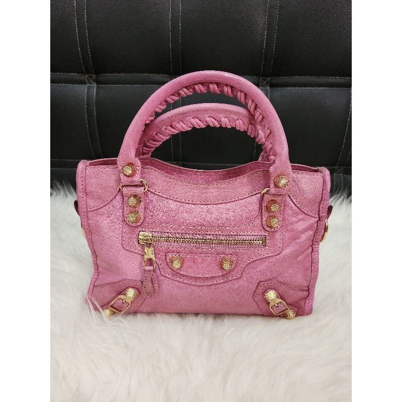 Balenciaga Fuschia Mini City Giant Studd