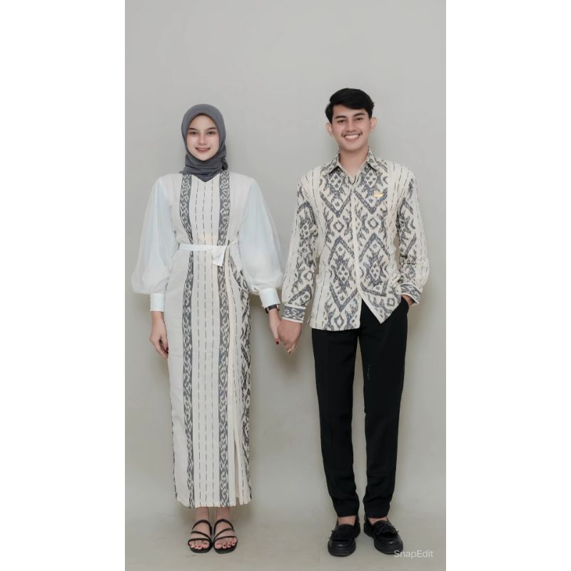 BAJU TENUN COUPLE-DRESS TENUN-BAJU KONDANGAN-BAJU LEBARAN-COUPLE LEBARAN-BAJU COUPLE KEREN