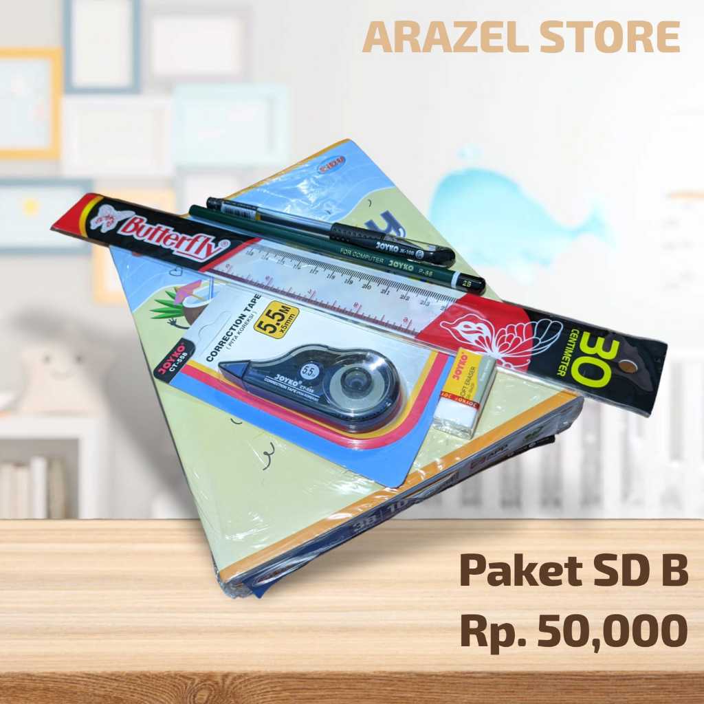

Paket Buku Tulis, Pulpen, Pensil, Penggaris, Tipe-x, Penghapusan.