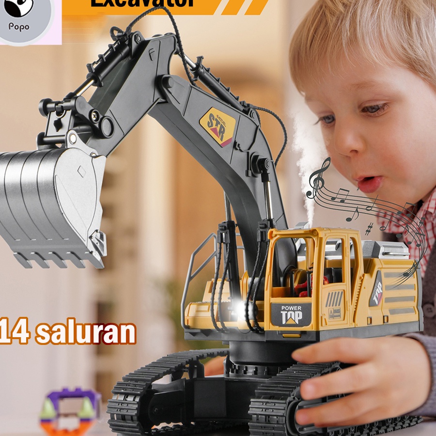 Excavator Remote Control Mainan 14 Saluran Setir Mobil RC Truk Beko Digger Superior Mesin Berat Remo