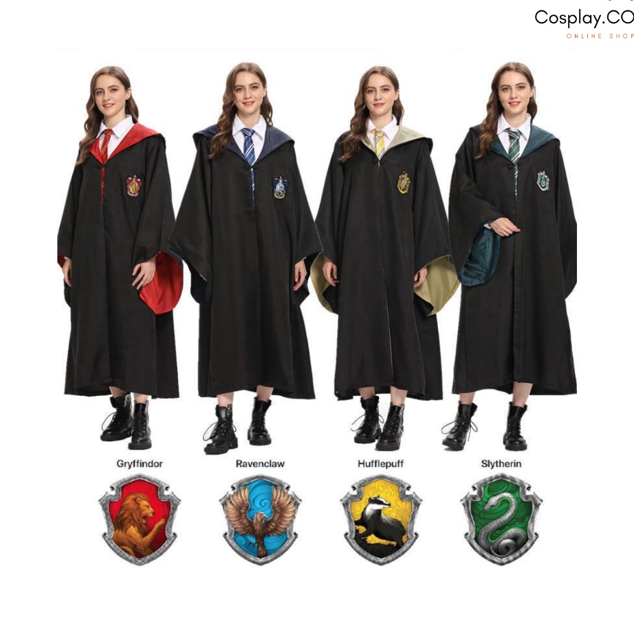 Terbaik Cosplay Kostum Jubah Pelajar Sekolah Sihir Halloween Pria Dan Wanita HarryPotter Ada Logo