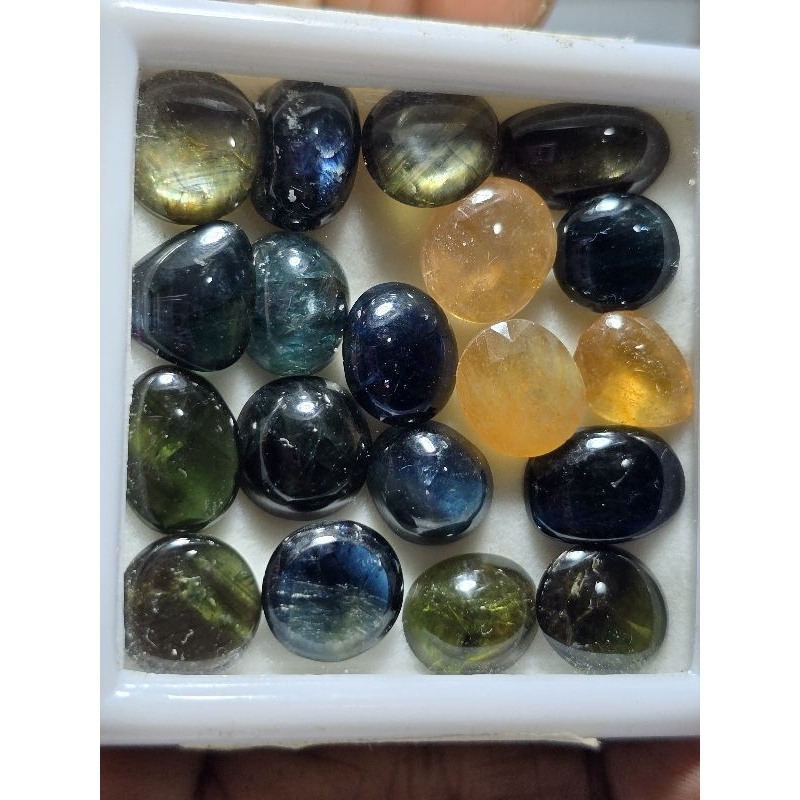 Black Star , green, blue, yellow sapphire. Bukan Sapphire Dyed