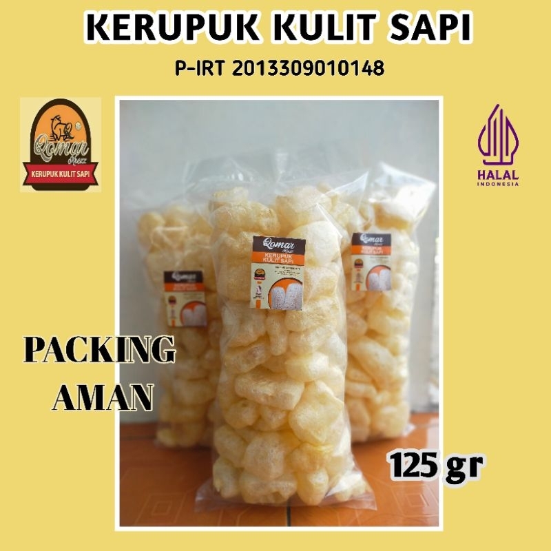 

Kerupuk Kulit Sapi kemasan 125 gr rasa original asin gurih