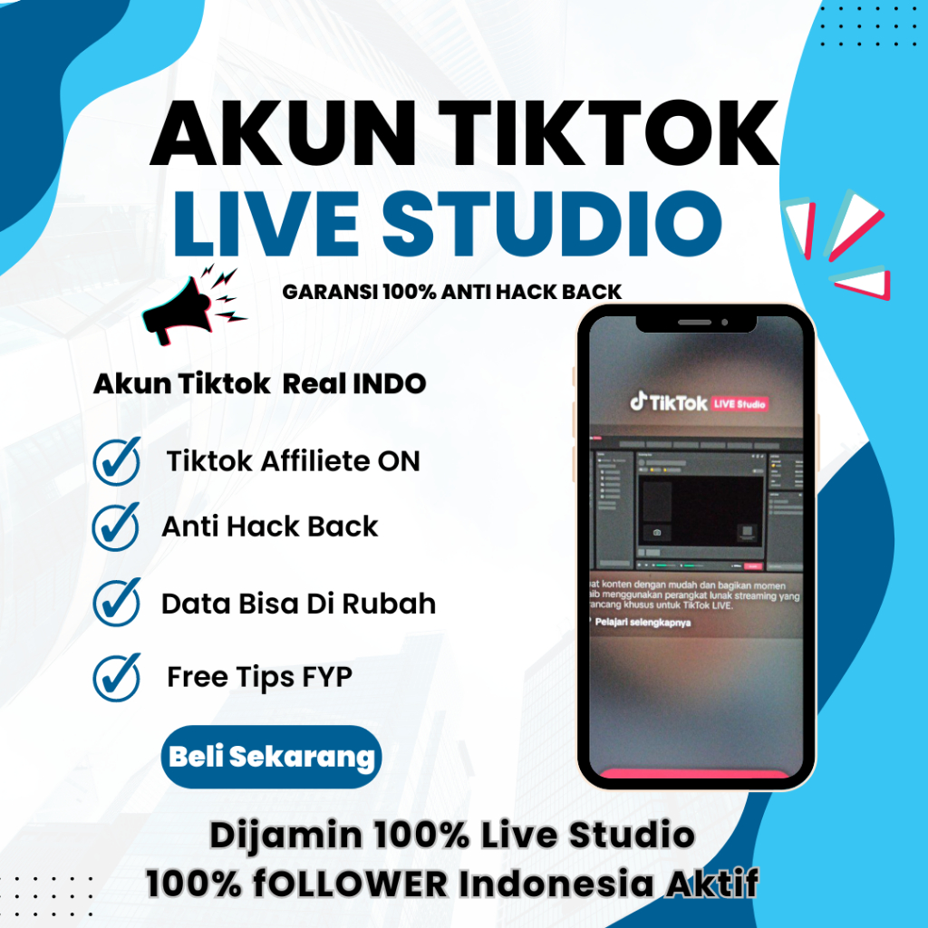 Jual Akun Tiktok Follower FYP Live Studio - Live PC