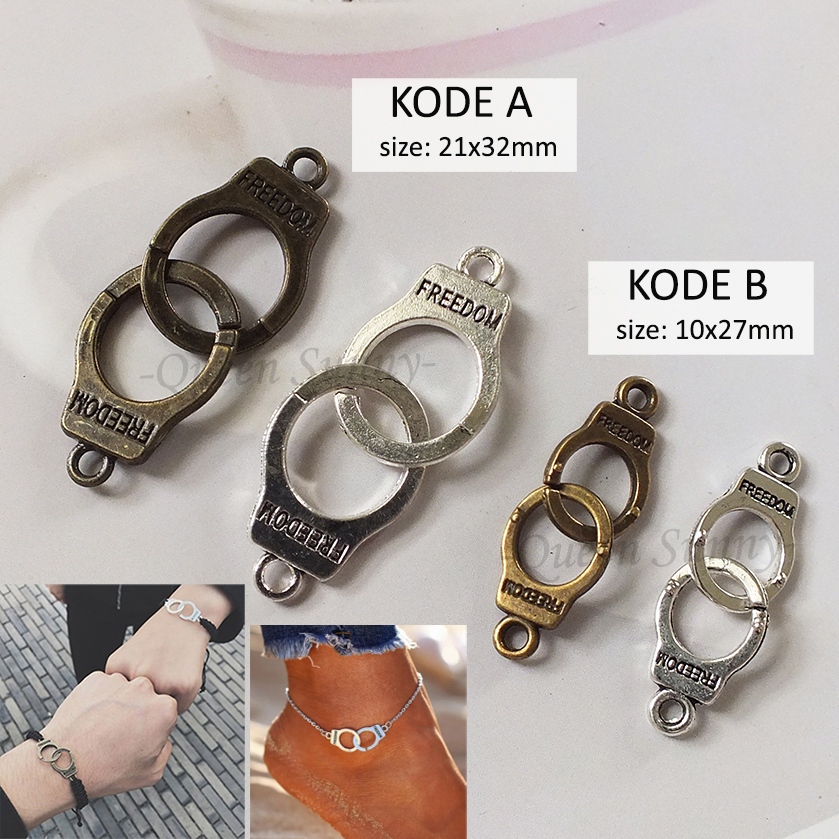 Connector Charm Borgol Bandul Penghubung Dua Sisi Liontin Pendant Aksesoris Gelang Couple