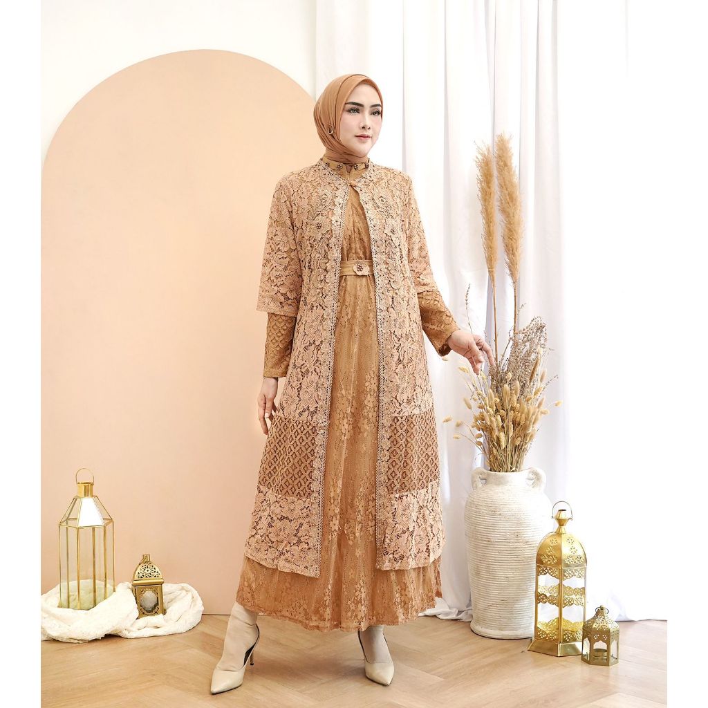 Model Baju Gamis Renda Brokat Cantik Terbaru - 901