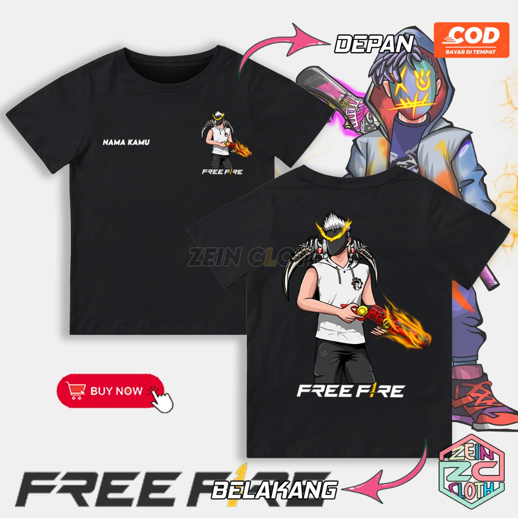 Kaos Anak Free Fire Karakter / Baju Free Fire Anak