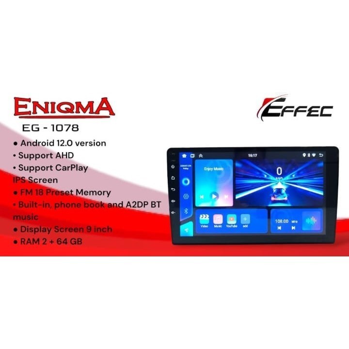 Head Unit Android Effec 9 inch Enigma ram 2/64