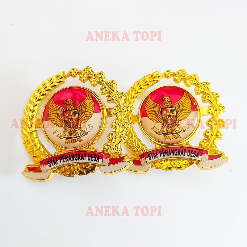 Pin Bros Staff Perangkat Desa Garuda Merah Putih Pin Staff Perangkat Desa Padi Kapas - Aneka Topi