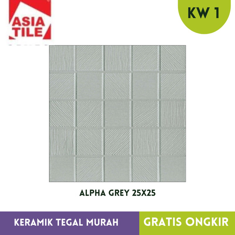 Keramik kamar mandi Asia Tile 25x25 Alpha Grey & White kw 1 mutu terjamin