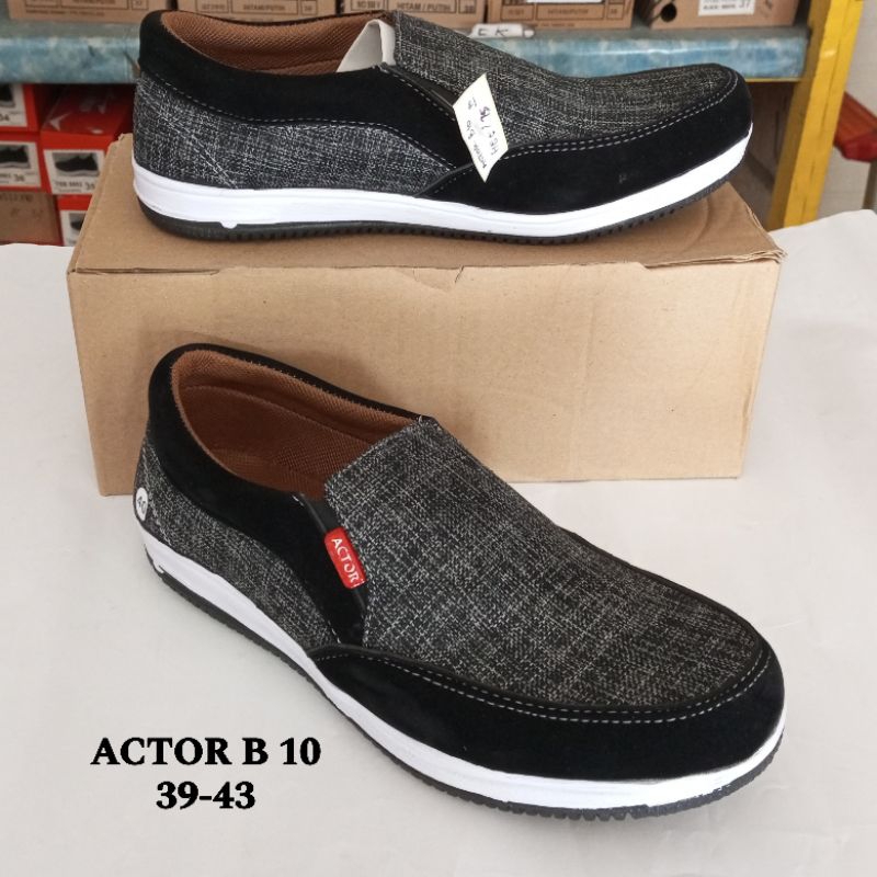 Sepatu Slop Pria Sepatu Cassual Cowok Sepatu ACTOR slip on tanpa tali