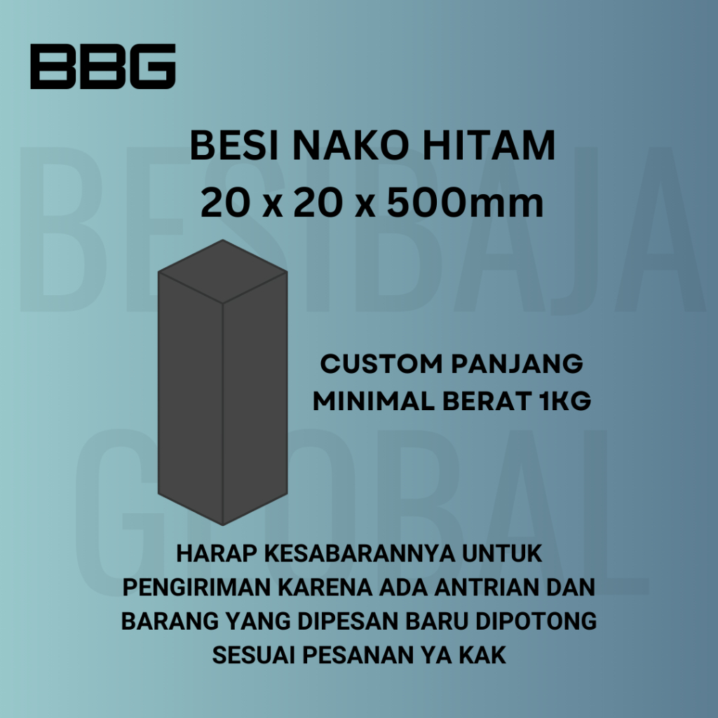 BESI NAKO / AS KOTAK 20 x 20 x 500mm