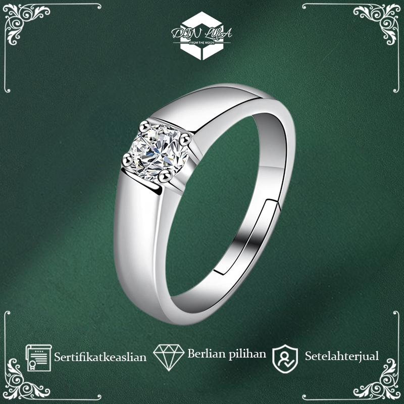 DIN LUD S925 Cincin Pernikahan Perak Sterling cincin pria cincin titanium pria  Cincin perak 18 kara