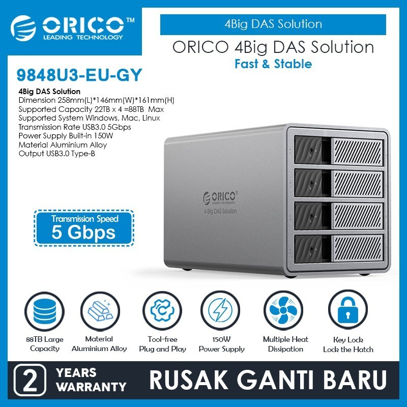 4 Big DAS Solution ORICO 9848U3 4 Bay Multibay 5Gbps HDD SSD SATA Enclosure
