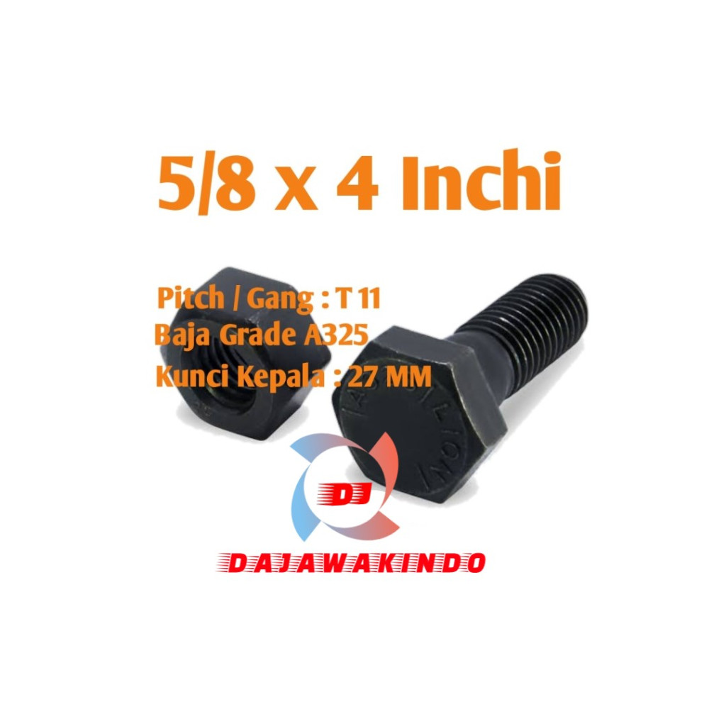 Baut Mur Baja A325 5/8 x 4 Inchi + Mur 2H