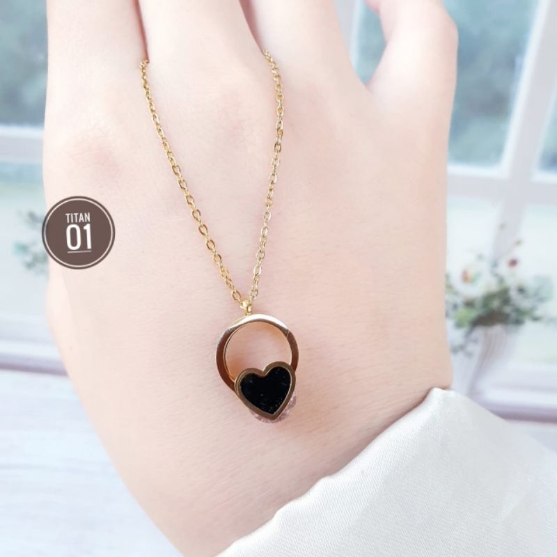 Kalung Rantai Tipis Titanium Variasi Perhiasan Simple Gold N08072402