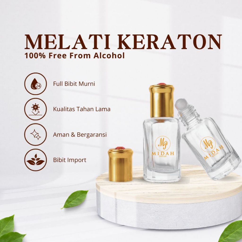 Midah Parfum Melati Keraton Unisex - Minyak Wangi Pria Wanita Full Bibit Non Alkohol