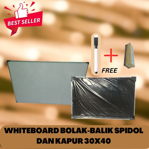 

WhiteBoard / Papan Tulis 30X40 Bolak Balik Bisa Digunakan Spidol dan Kapur FREE SPIDOL DAN PENGHAPUS!!!