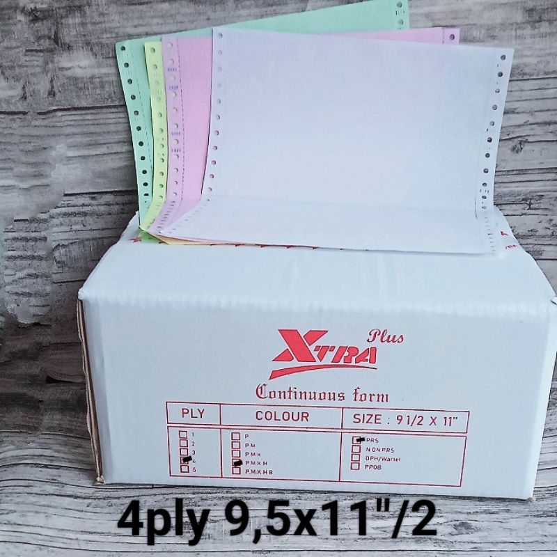 

kertas continuous form 4ply 9,5x11" dibagi 2