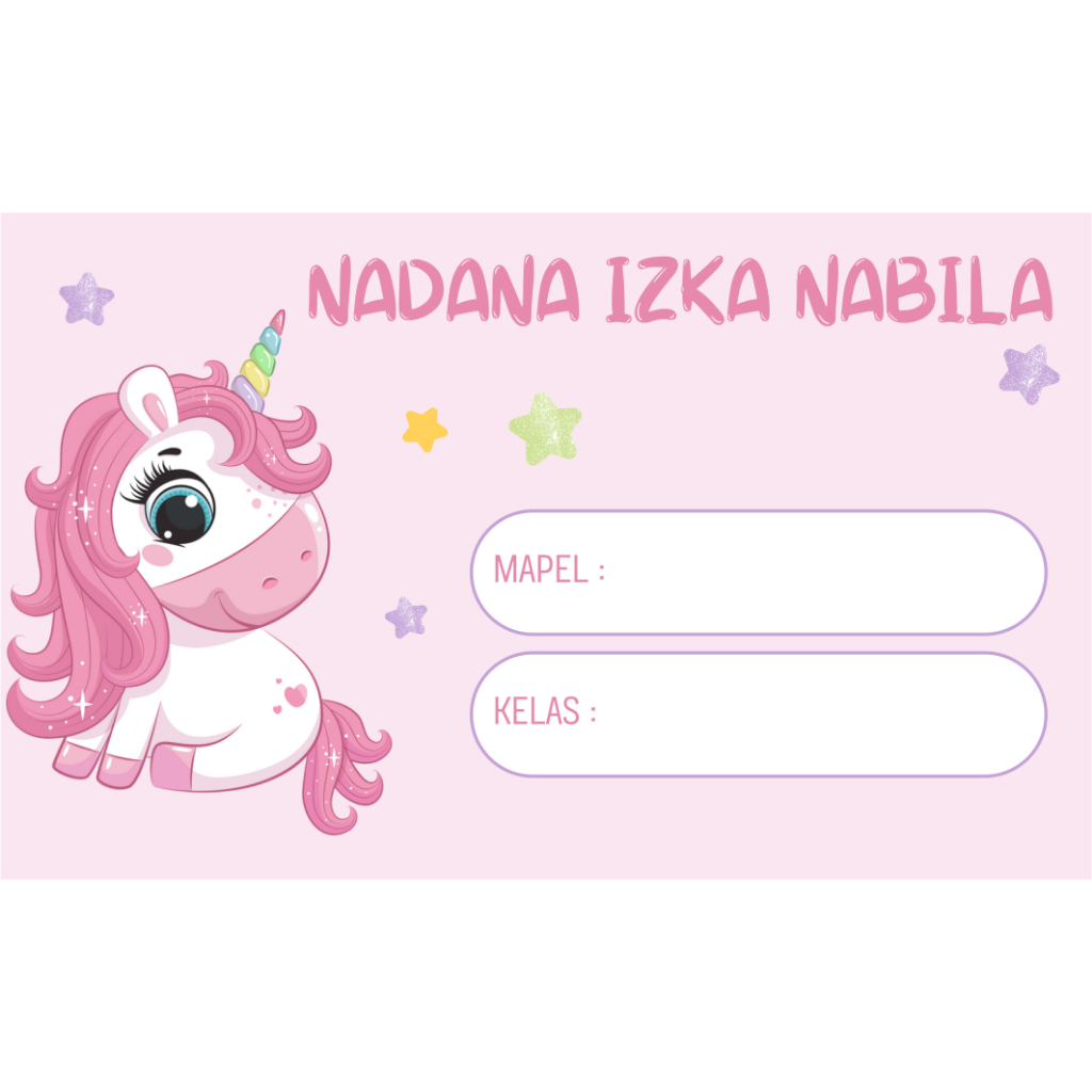 

STICKER LABEL BUKU SEKOLAH CUSTOM PKE FOTO DAN NAMA/KUROMI/CINAMOROLL/HIJAB/DLL