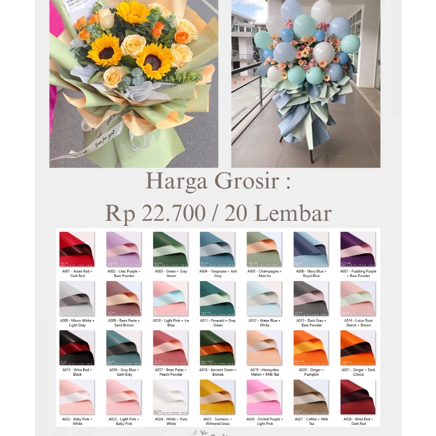 

Istimewa 2 LEMBAR BICOLOR CELLOPHANE KERTAS WRAP PEMBUNGKUS BUNGA