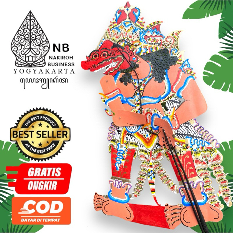 NAKIROHBUSINESS WAYANG KUMBOKARNO KUMBAKARNA -+ 80 cm Wayang Kulit sapi ASLI Buto Kumbokarno Jumbo H