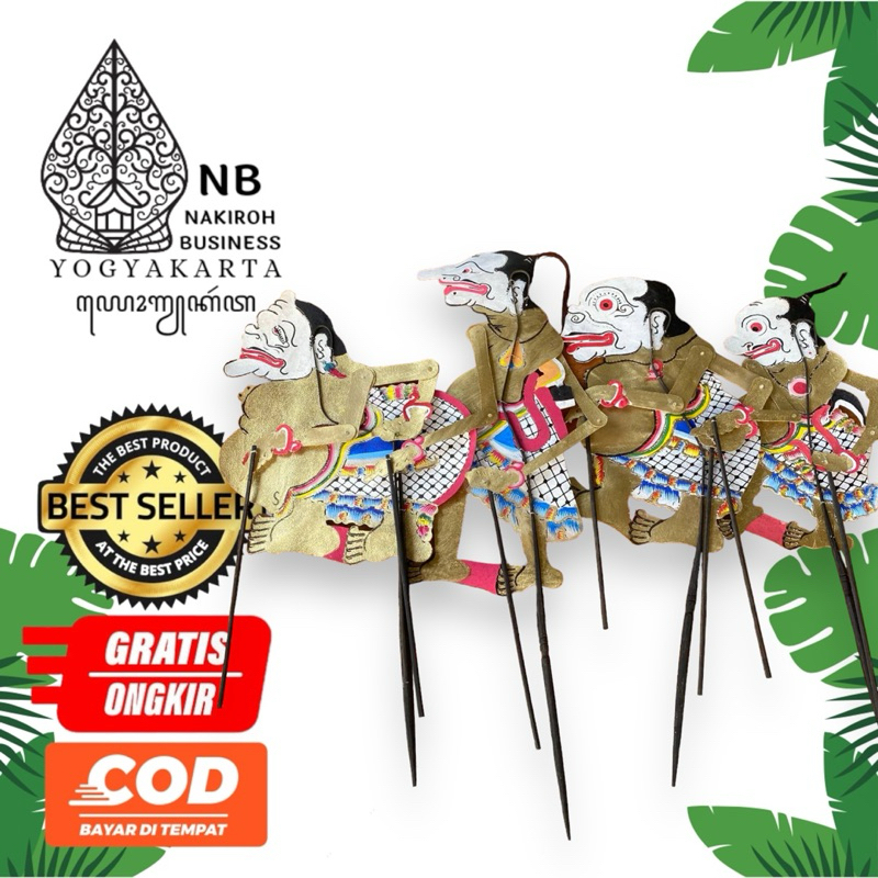 NAKIROHBUSINESS PUNAKAWAN 1SET Wayang Kulit sapi Asli Punokawan Bahan Asli Kulit Sapi