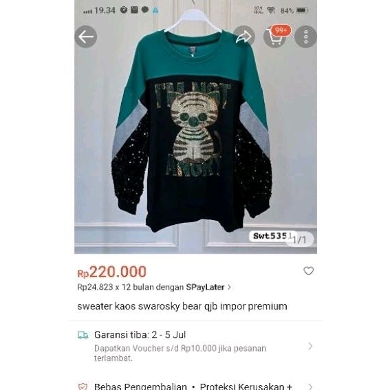 KAOS SWEATER PREMIUM BLING SWAROSKY QJB 5351