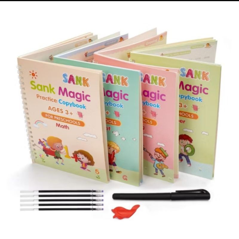 

(ISI 4)1 Set Dapat 4 Buku Pena Magic Practice Book Belajar Alfabet Lukisan Aritmatika
