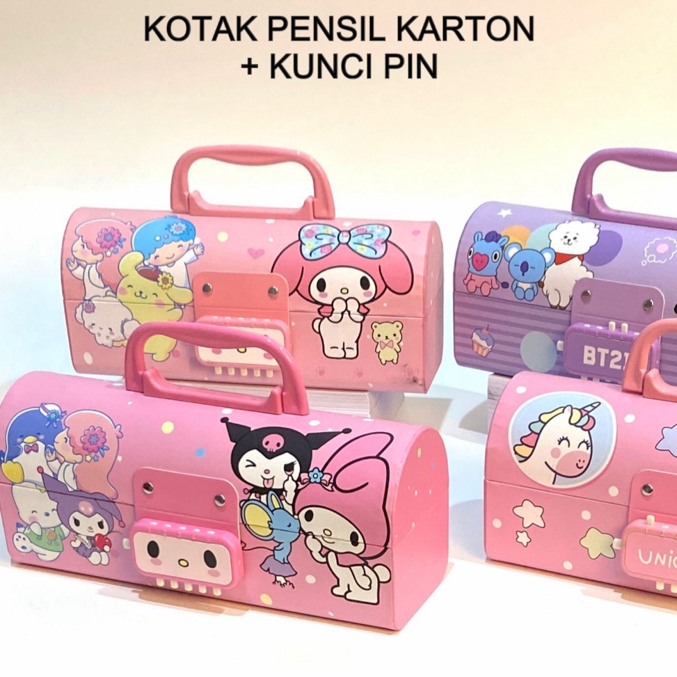 

KODE O9E7 HD Kotak Pensil KartonKunci PinTempat PensilPensil Case Locker