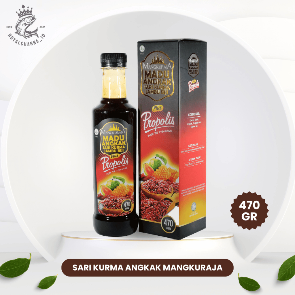 

Sari Kurma Madu Angkak Mangkuraja Plus Propolis Jambu Biji Obat Typus Demam Tinggi 470gr
