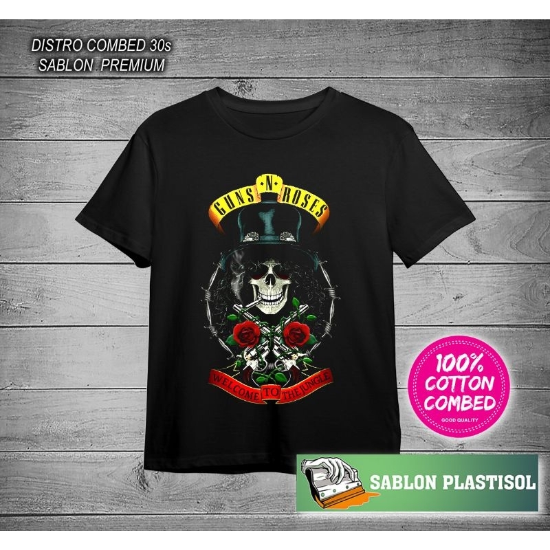 t-shirt terbaru kaos gnr guns n roses combed premium sablon plastisol original