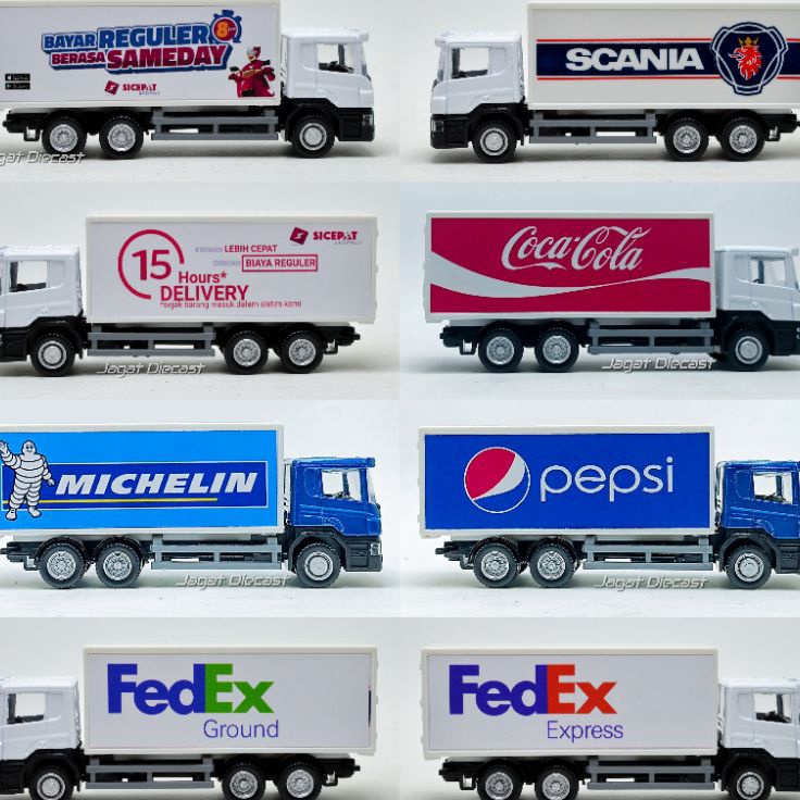 Grosir Heboh  RMZ Scania Mainan Mobil Mobilan Truk Kargo Box Kurir JNE si Cepat Wahana Fedex Cargo J