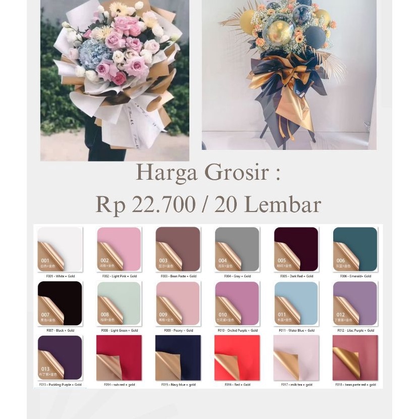 

Boom 2 LEMBAR BICOLOR GOLD CELLOPHANE KERTAS WRAP PEMBUNGKUS BUNGA